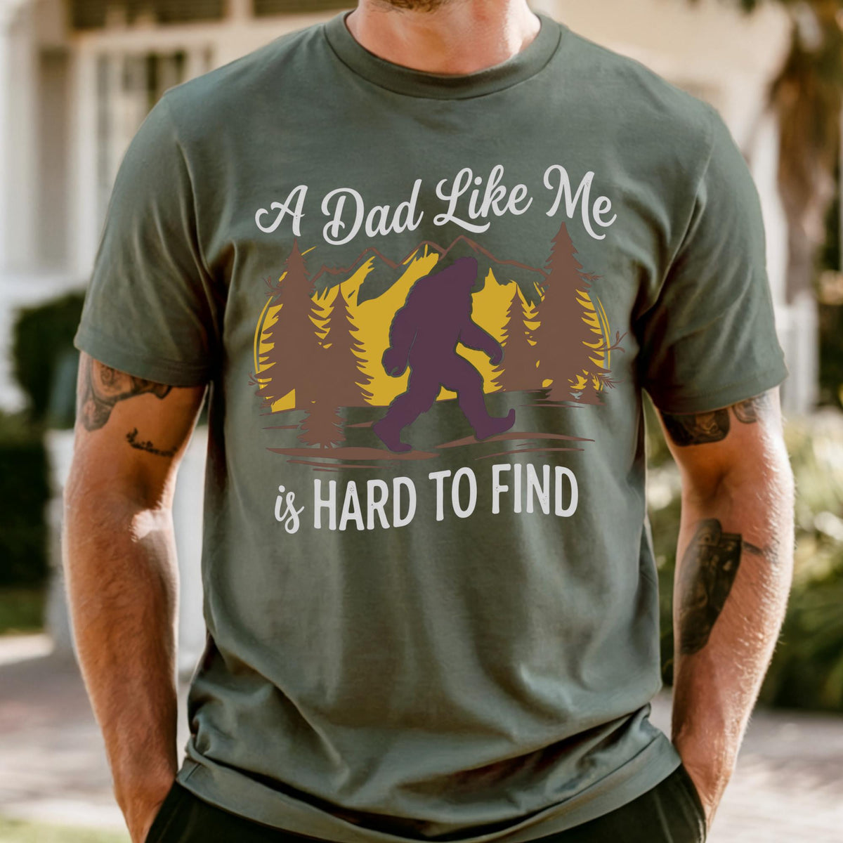 Funny Bigfoot Dad Shirt, Retro Fathers Day Gift Tee, A Dad Like Me Is Hard To Find Gift for Cool Dad