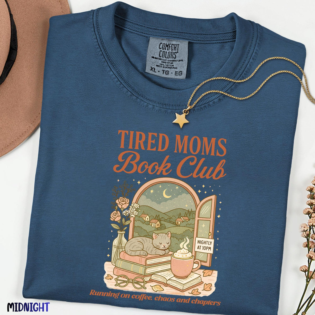 Tired Moms Book Club Comfort Colors Style Shirt, Funny Book Lover Mom Life Tee, Retro Doodle Graphic T-Shirt, Cozy Bookworm Gift for Moms