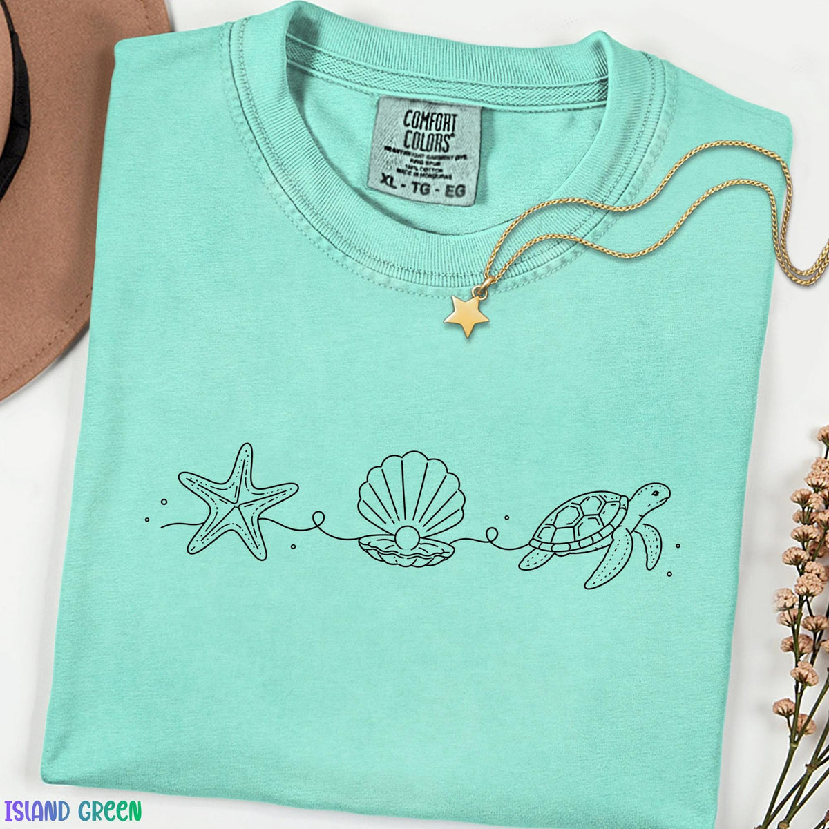 Comfort Colors Beach Shirt, Ocean Turtle Tee, Summer Vacation T-Shirt, Sea Turtle Graphic Shirt, Coastal Gift for Women