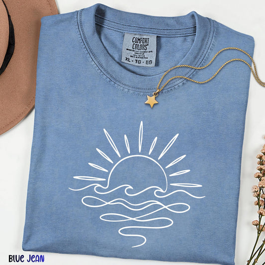 Comfort Colors Sun Shirt, Summer Graphic Tee, Beach Vacation T-Shirt for Women, Positive Vibes Shirt, Gift for Her