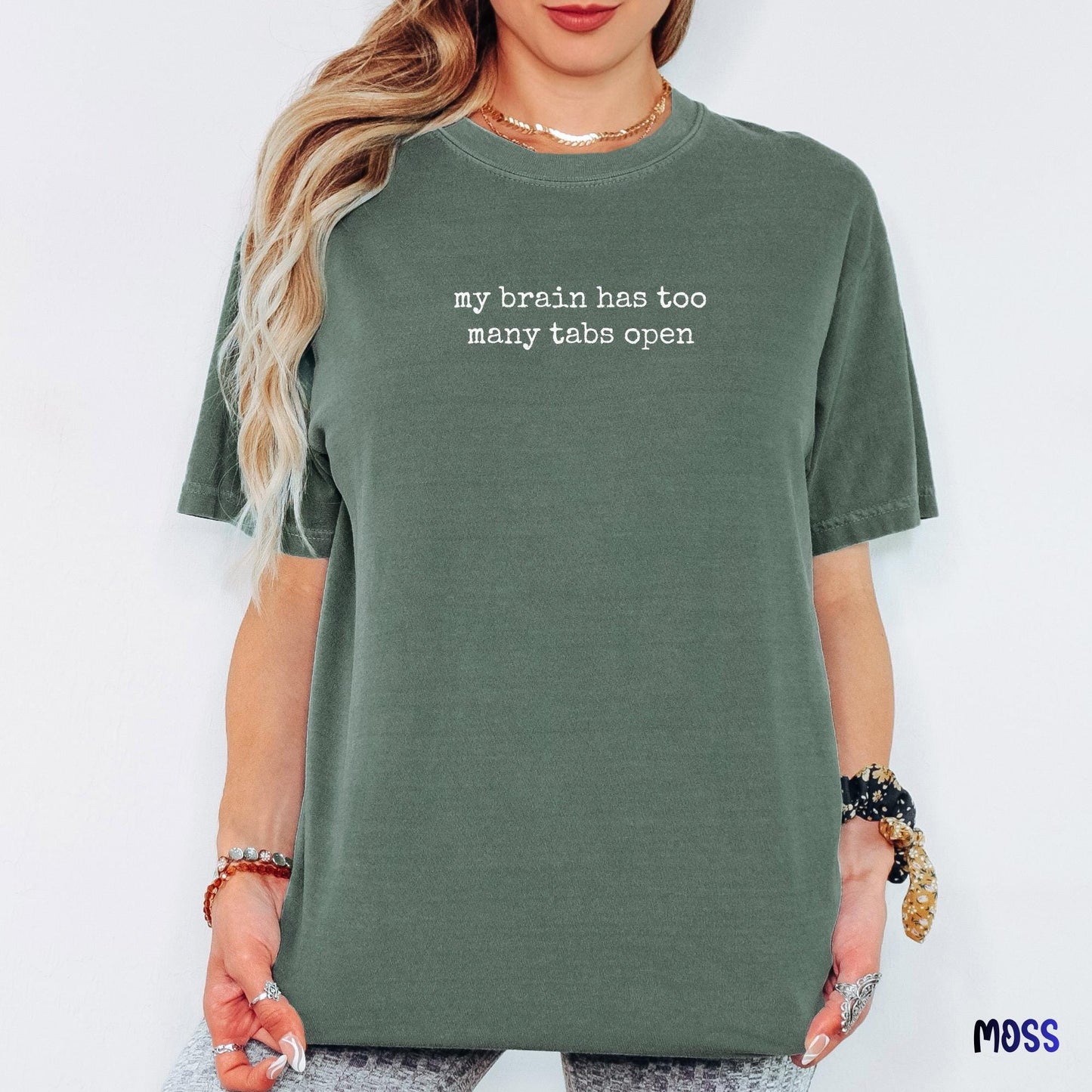 My Brain Has Too Many Tabs Open Comfort Colors Shirt, Funny Sarcastic Women Tee, Dark Humor Meme Shirt, Trendy Adult Humor Graphic Tee