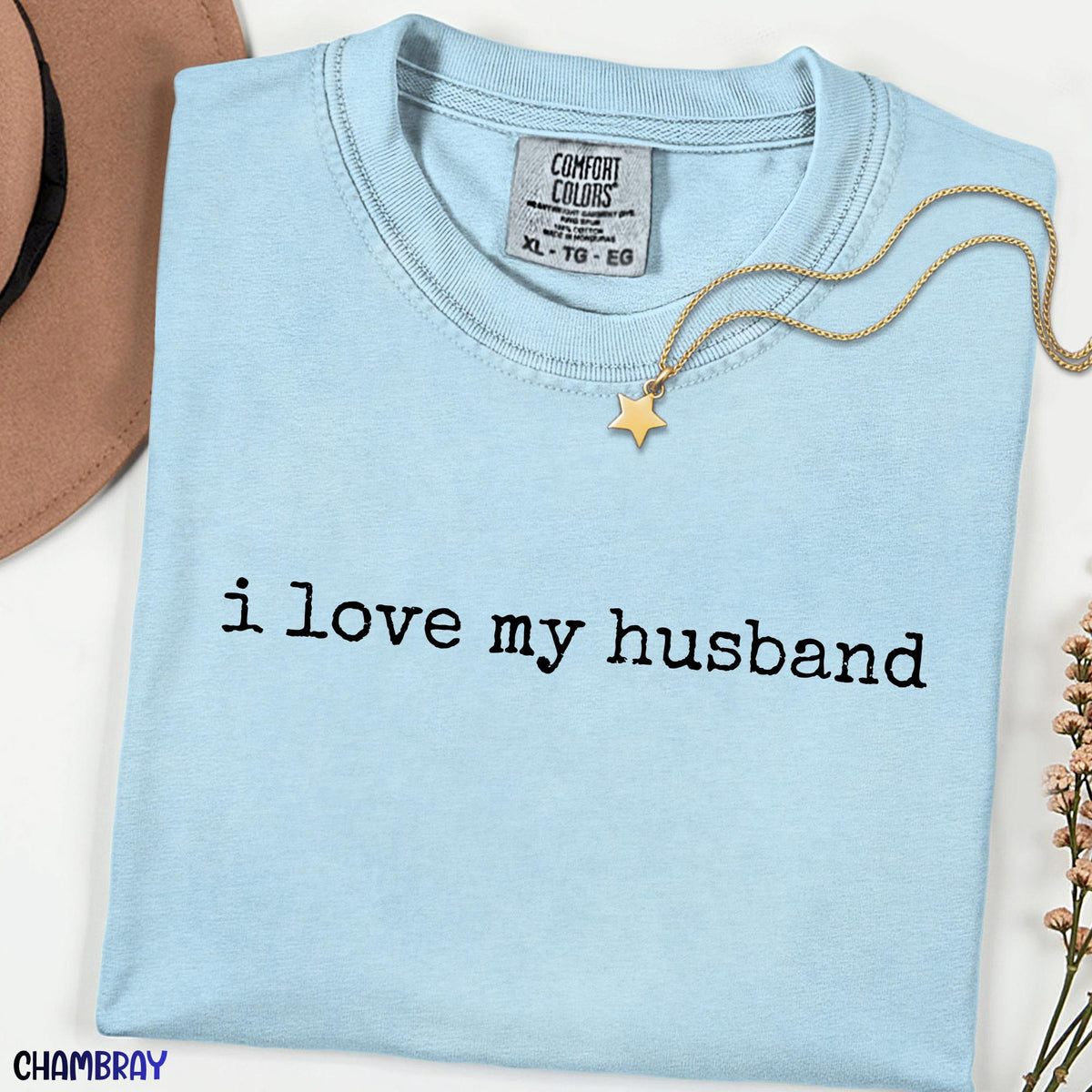 Minimalist I Love My Husband Shirt, Cute Wife Graphic Comfort Colors Tee, Simple Relationship T-Shirt, Gift for Wife & Anniversary