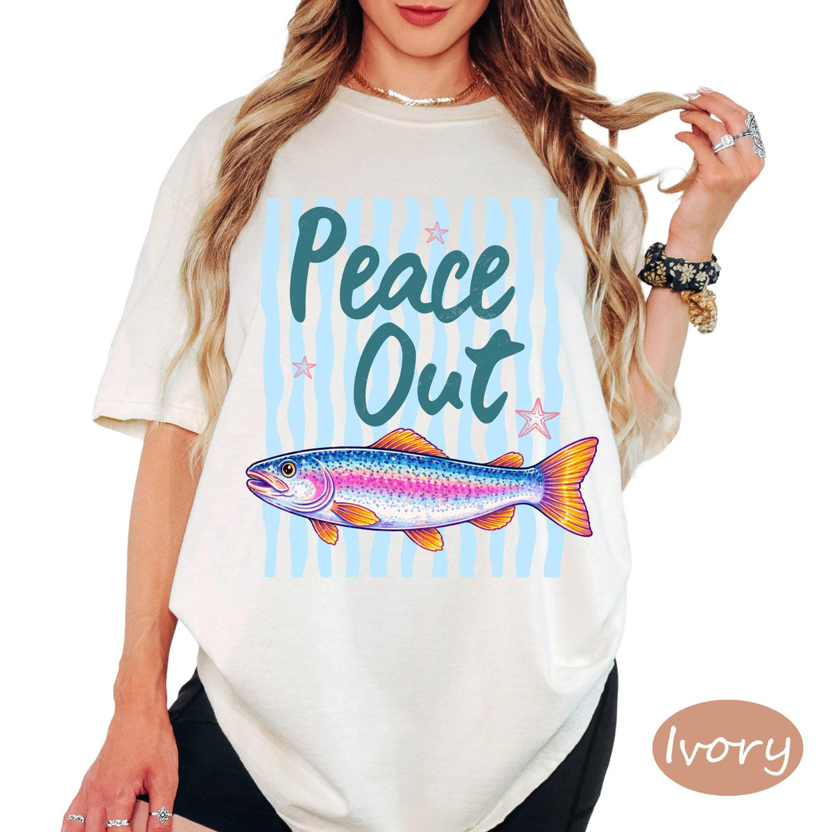 Comfort Colors® Peace Out Shirt, Vintage Stripe Tee, Funny Beach Graphic Tee, Coastal Vacation T Shirt, Summer Ocean Lover Gift Top