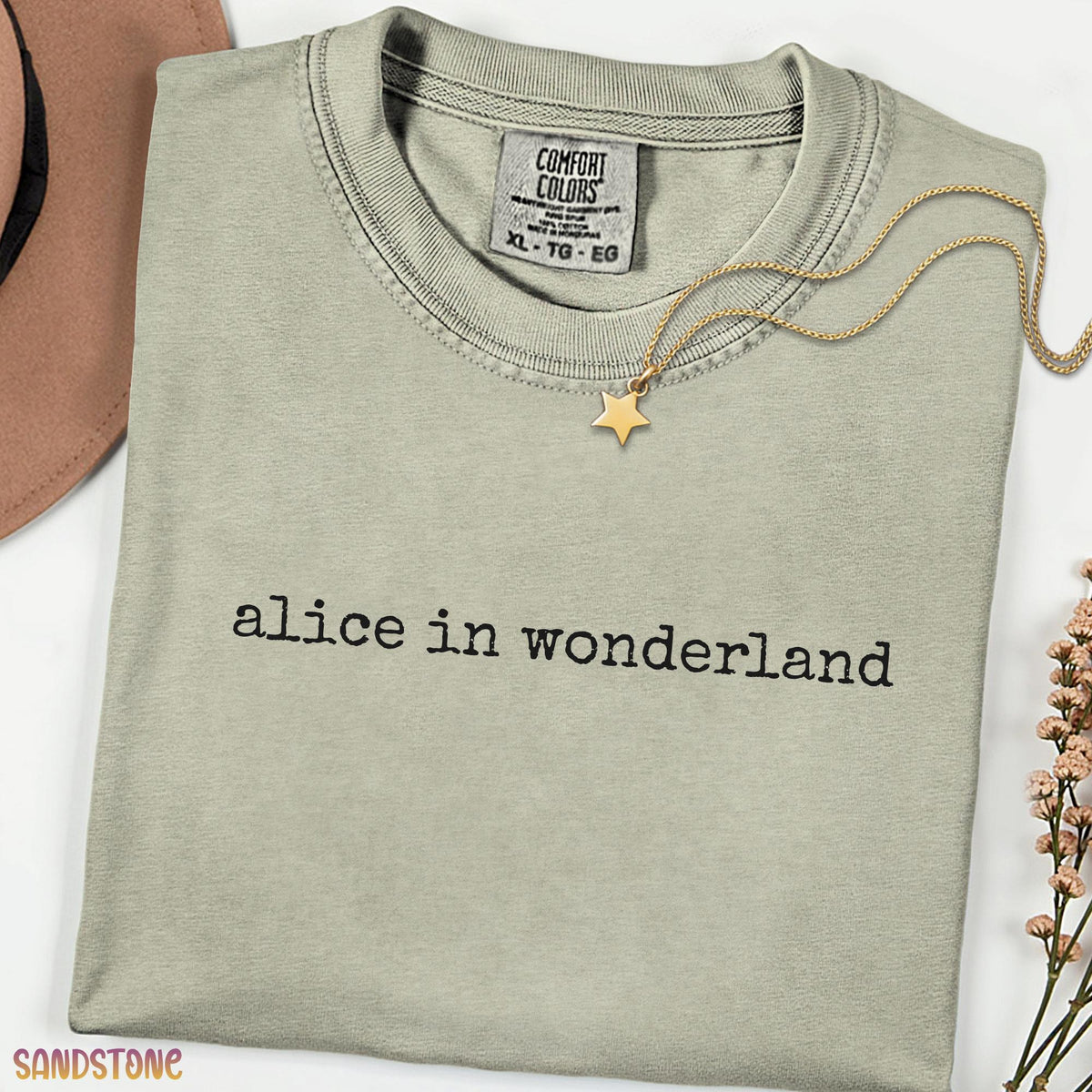 Alice in Wonderland Comfort Colors Shirt, We're All Mad Here Tee, Minimalist Wonderland Shirt, Vintage Storybook Tee