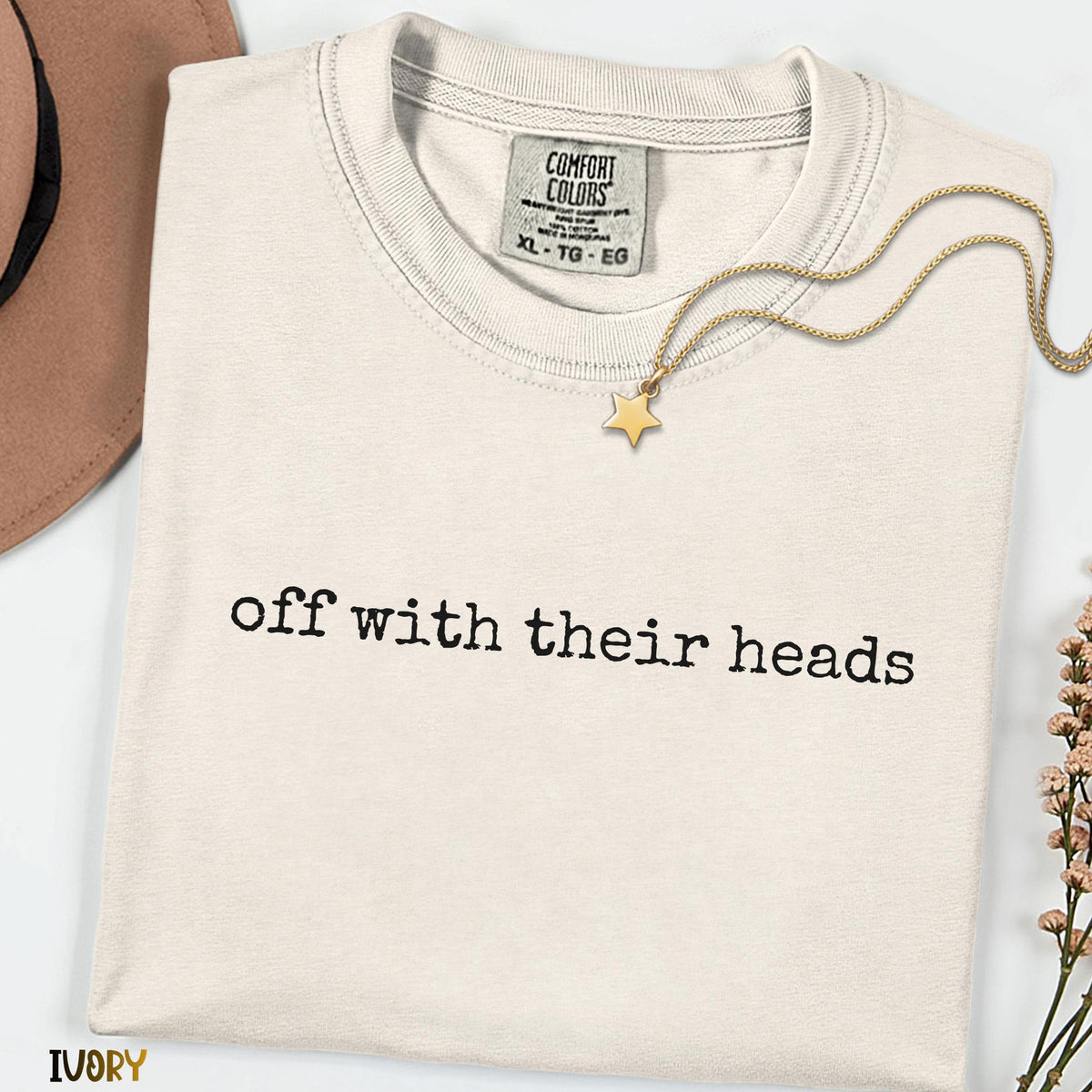 Off With Their Heads Shirt, Wonderland Inspired Quote Tee, Comfort Colors Graphic Shirt, Queen Inspired Minimalist Tee ,Whimsical Gift
