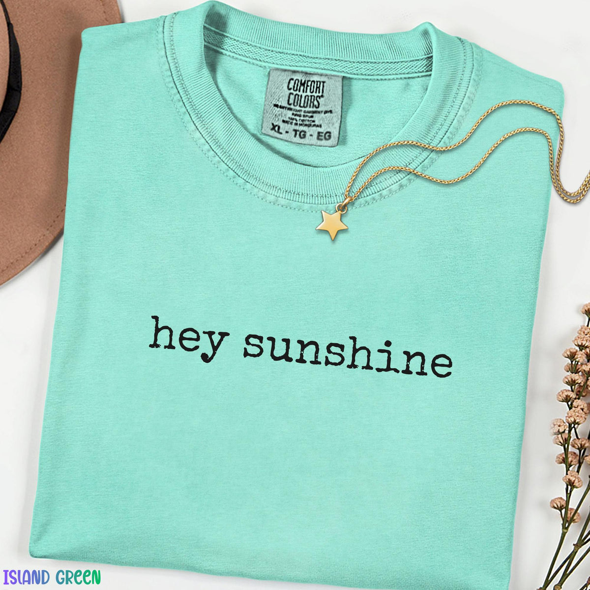 Hey Sunshine Comfort Colors® Shirt, Retro 70s Boho Graphic Tee, Positive Vibes Vintage Style T-shirt, Motivational Inspirational Casual Tee