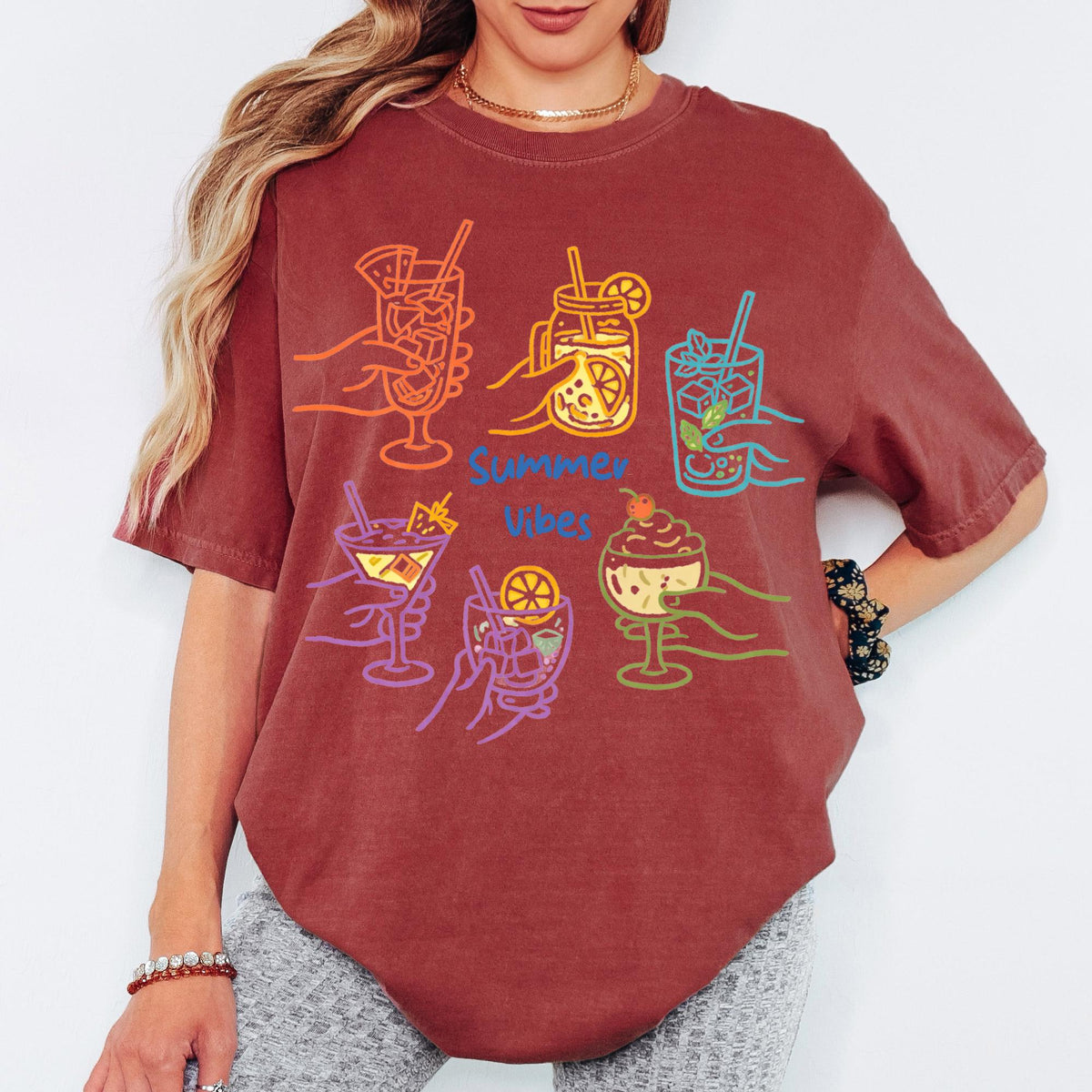 Comfort Colors® Summer Vibes Shirt, Retro Coastal Tshirt, Funny Beach Tee, Summer Graphic Tee
