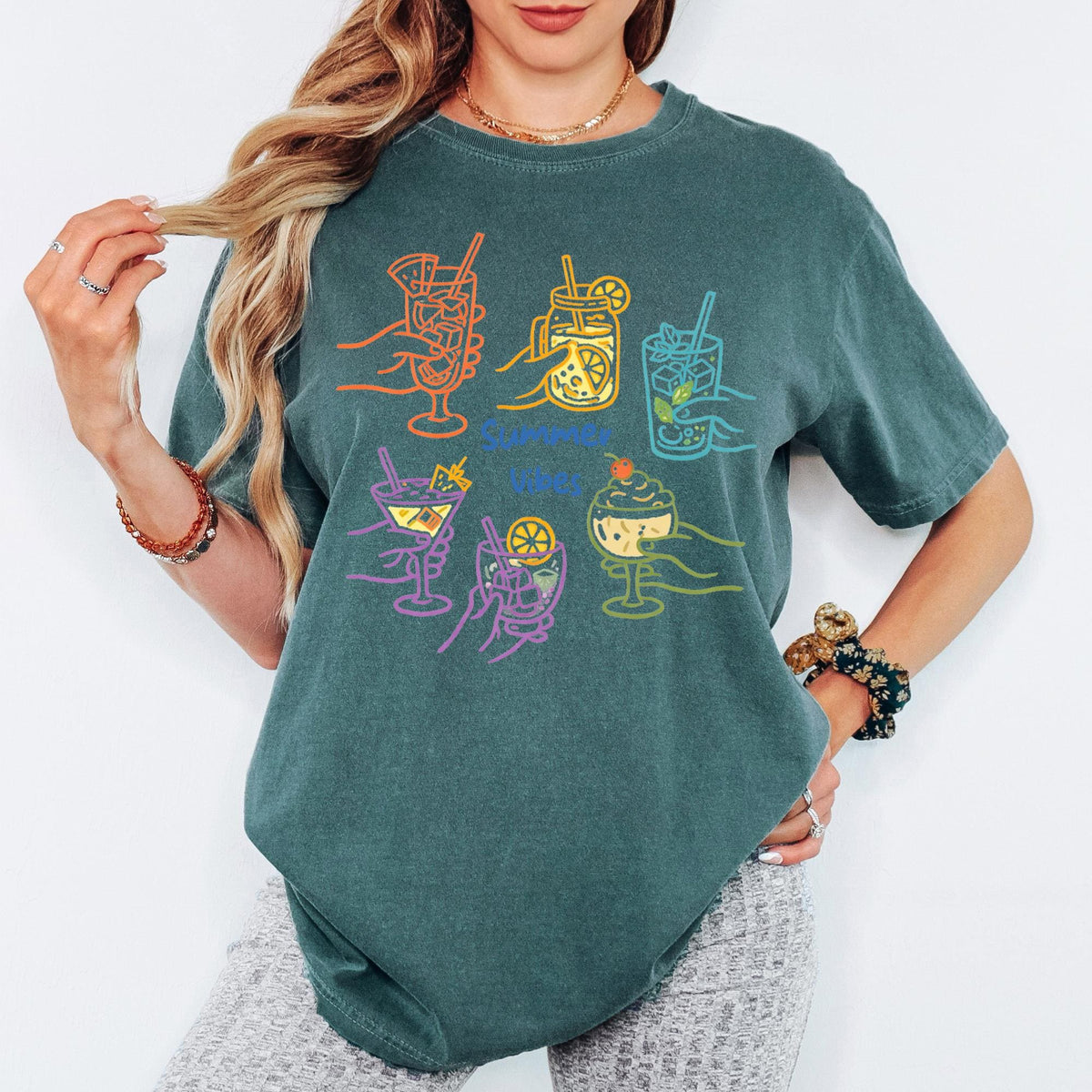 Comfort Colors® Summer Vibes Shirt, Retro Coastal Tshirt, Funny Beach Tee, Summer Graphic Tee
