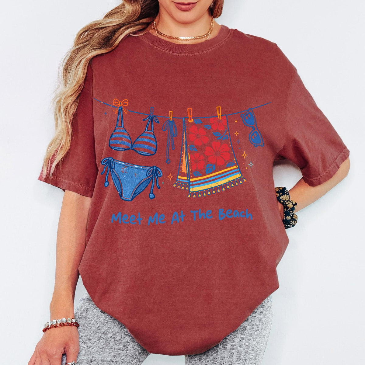 Comfort Colors® Meet Me At He Beach Shirt, Retro Coastal Tshirt, Funny Beach Tee, Summer Graphic Tee