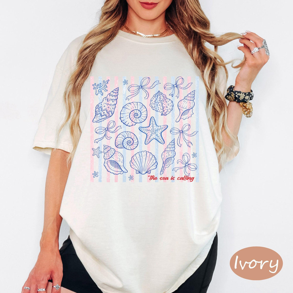 Comfort Colors® The Sea Is Calling Shirt, Retro Coastal Tshirt, Funny Beach Tee, Summer Graphic Tee