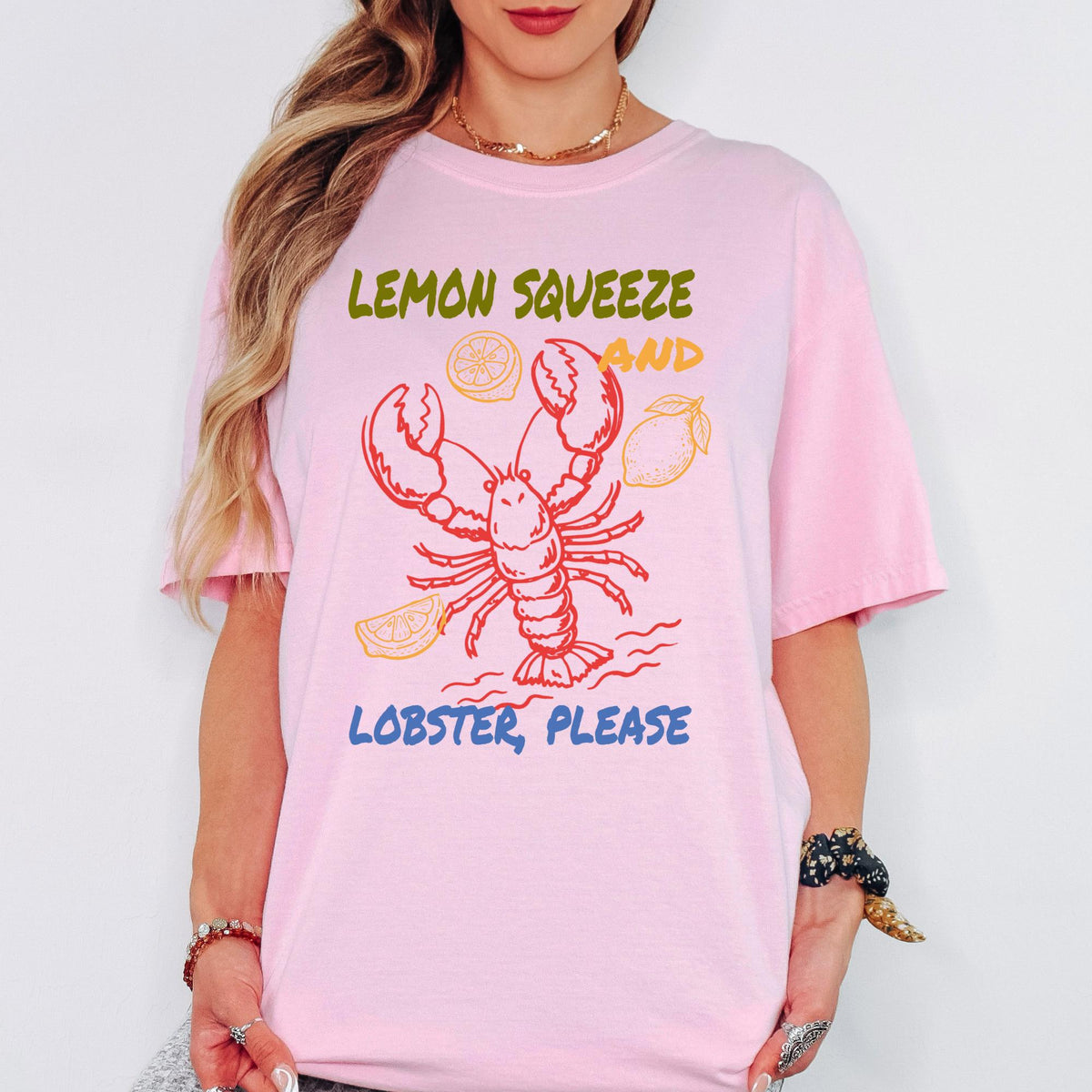 Comfort Colors® Lemon Squeeze And Lobster Please Shirt, Retro Coastal Tshirt, Funny Beach Tee, Summer Graphic Tee