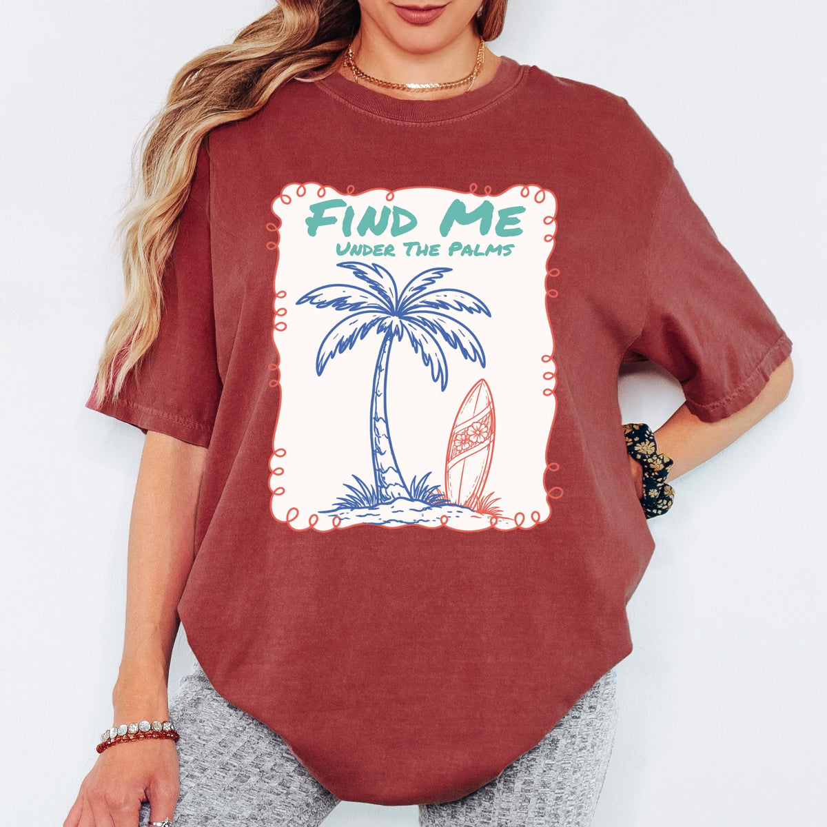 Comfort Colors® Find Me Under The Palms Shirt, Retro Coastal Tshirt, Funny Beach Tee, Summer Graphic Tee