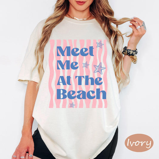 Comfort Colors® Meet Me At The Beach Shirt, Retro Coastal Tshirt, Funny Beach Tee, Summer Graphic Tee