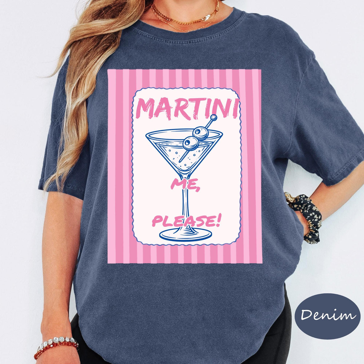Comfort Colors® Martini Me Please Shirt, Retro Coastal Tshirt, Funny Beach Tee, Summer Graphic Tee