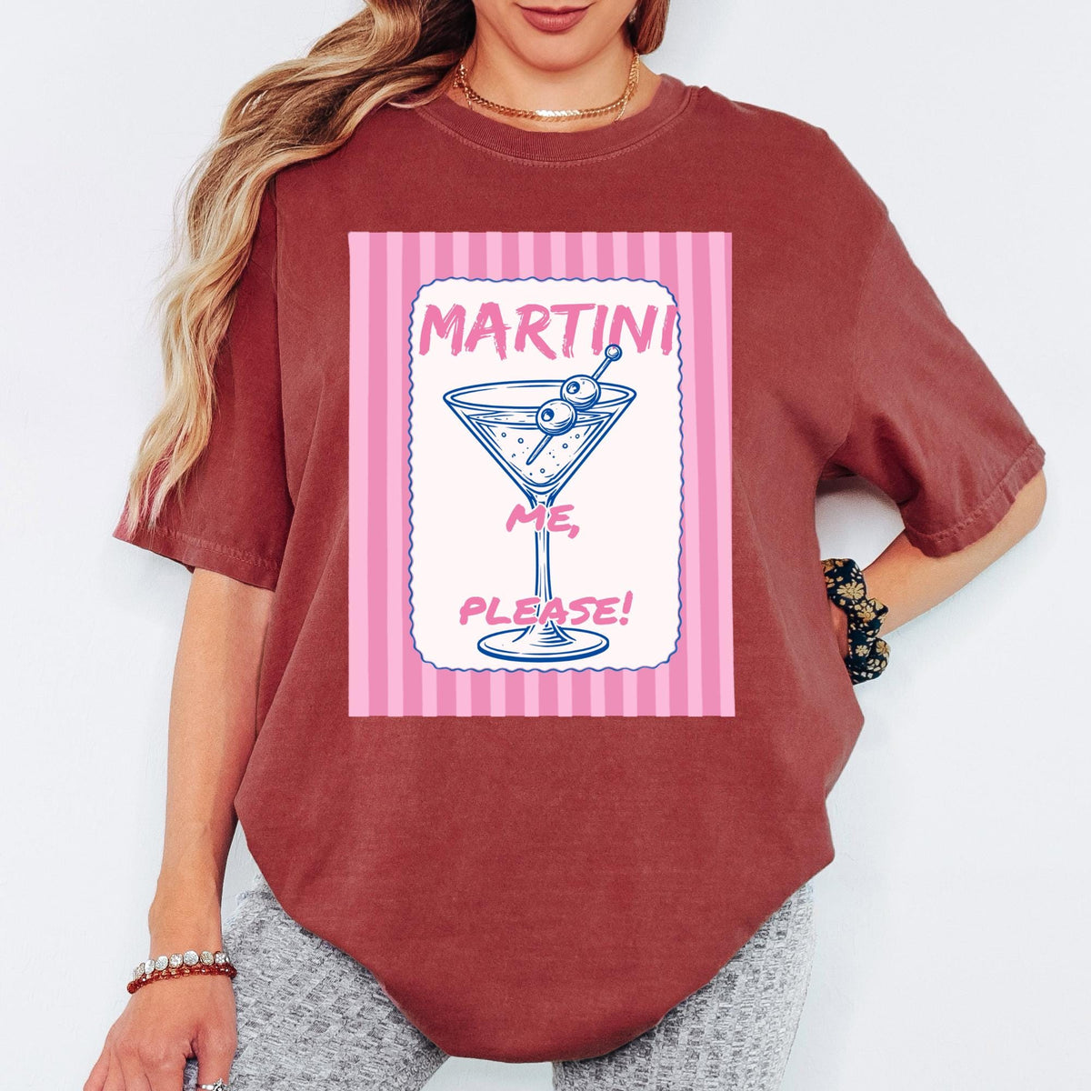 Comfort Colors® Martini Me Please Shirt, Retro Coastal Tshirt, Funny Beach Tee, Summer Graphic Tee