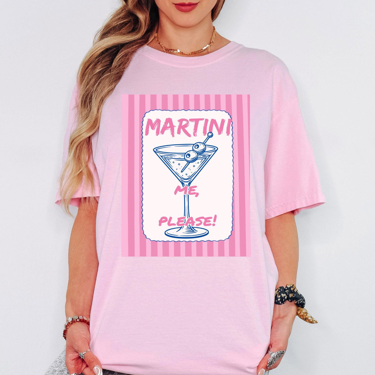 Comfort Colors® Martini Me Please Shirt, Retro Coastal Tshirt, Funny Beach Tee, Summer Graphic Tee