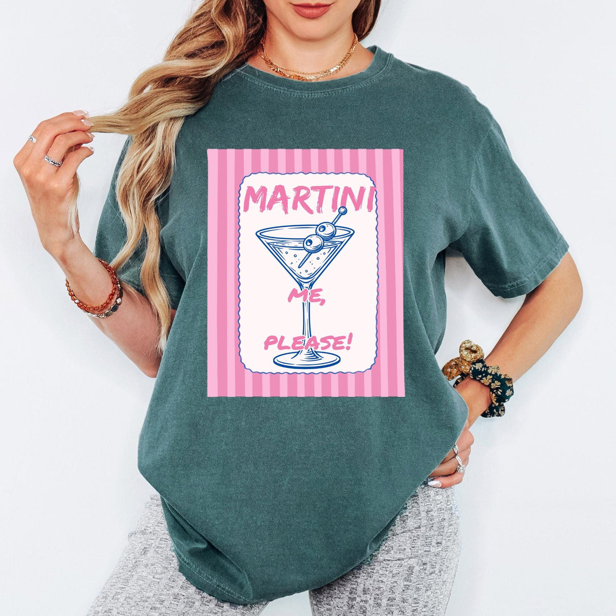 Comfort Colors® Martini Me Please Shirt, Retro Coastal Tshirt, Funny Beach Tee, Summer Graphic Tee