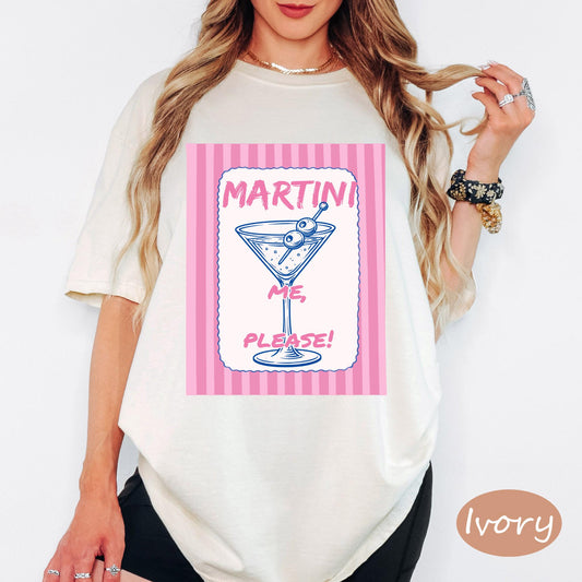 Comfort Colors® Martini Me Please Shirt, Retro Coastal Tshirt, Funny Beach Tee, Summer Graphic Tee