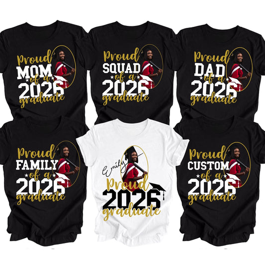 Custom Graduation Photo Shirt, 2026 Graduate Family Matching Tees