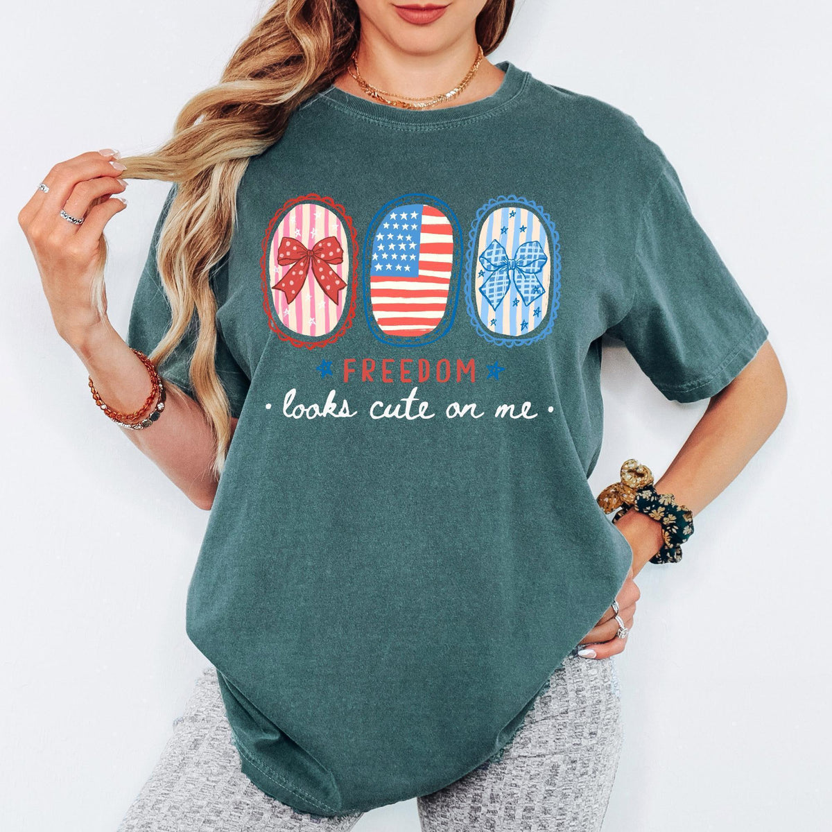Comfort Colors® All American Cutie Shirt 4th of July Gift Shirts, Vintage Coquette Patriotic Shirt, Retro Independence Day Tee