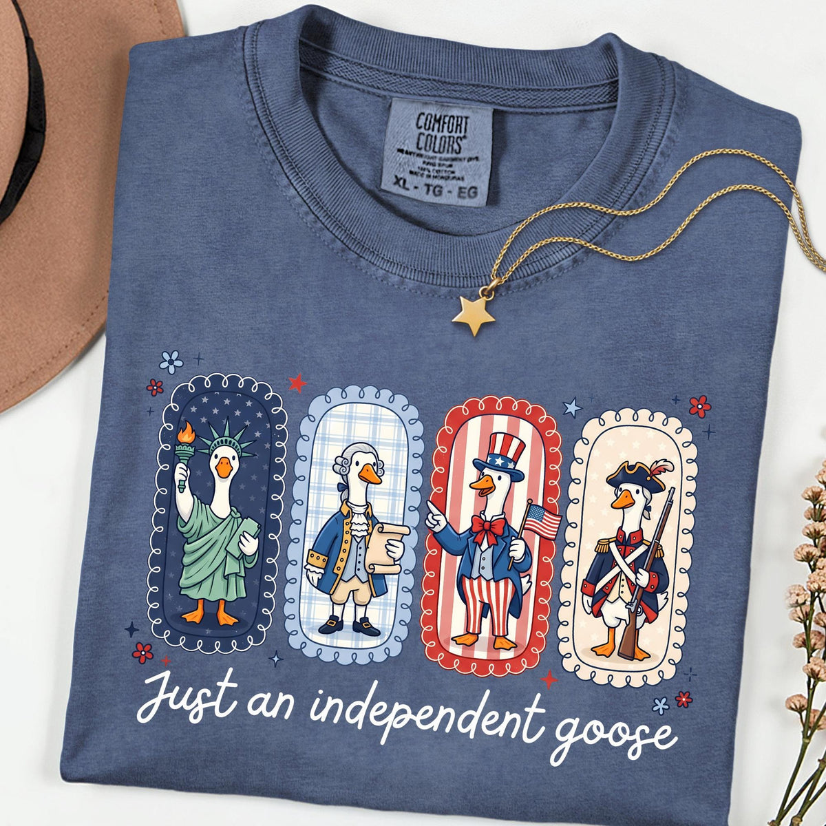 Comfort Colors® Just An Independent Goose Shirt, Funny 4th Of July Tee, Patriotic American Flag Shirts For Women
