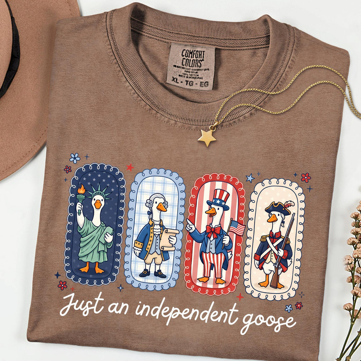 Comfort Colors® Just An Independent Goose Shirt, Funny 4th Of July Tee, Patriotic American Flag Shirts For Women