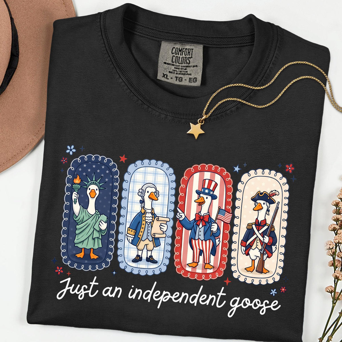Comfort Colors® Just An Independent Goose Shirt, Funny 4th Of July Tee, Patriotic American Flag Shirts For Women