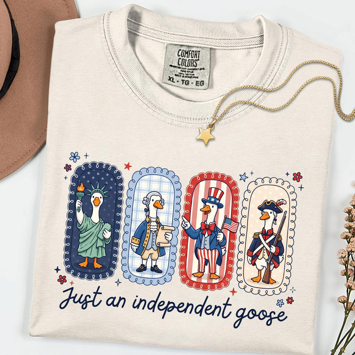 Comfort Colors® Just An Independent Goose Shirt, Funny 4th Of July Tee, Patriotic American Flag Shirts For Women