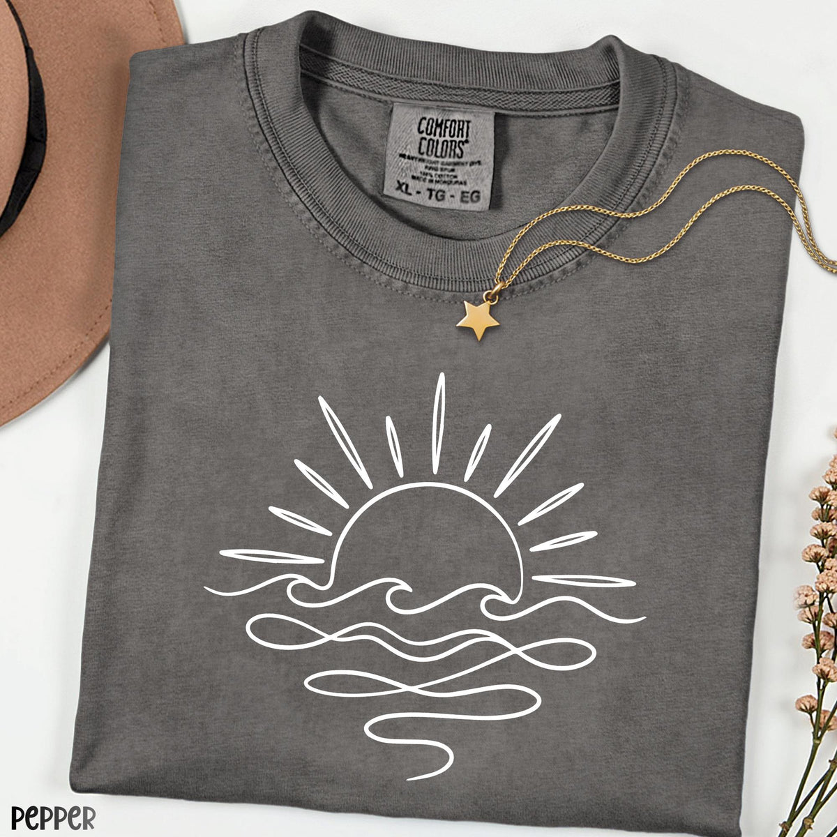 Comfort Colors Sun Shirt, Summer Graphic Tee, Beach Vacation T-Shirt for Women, Positive Vibes Shirt, Gift for Her
