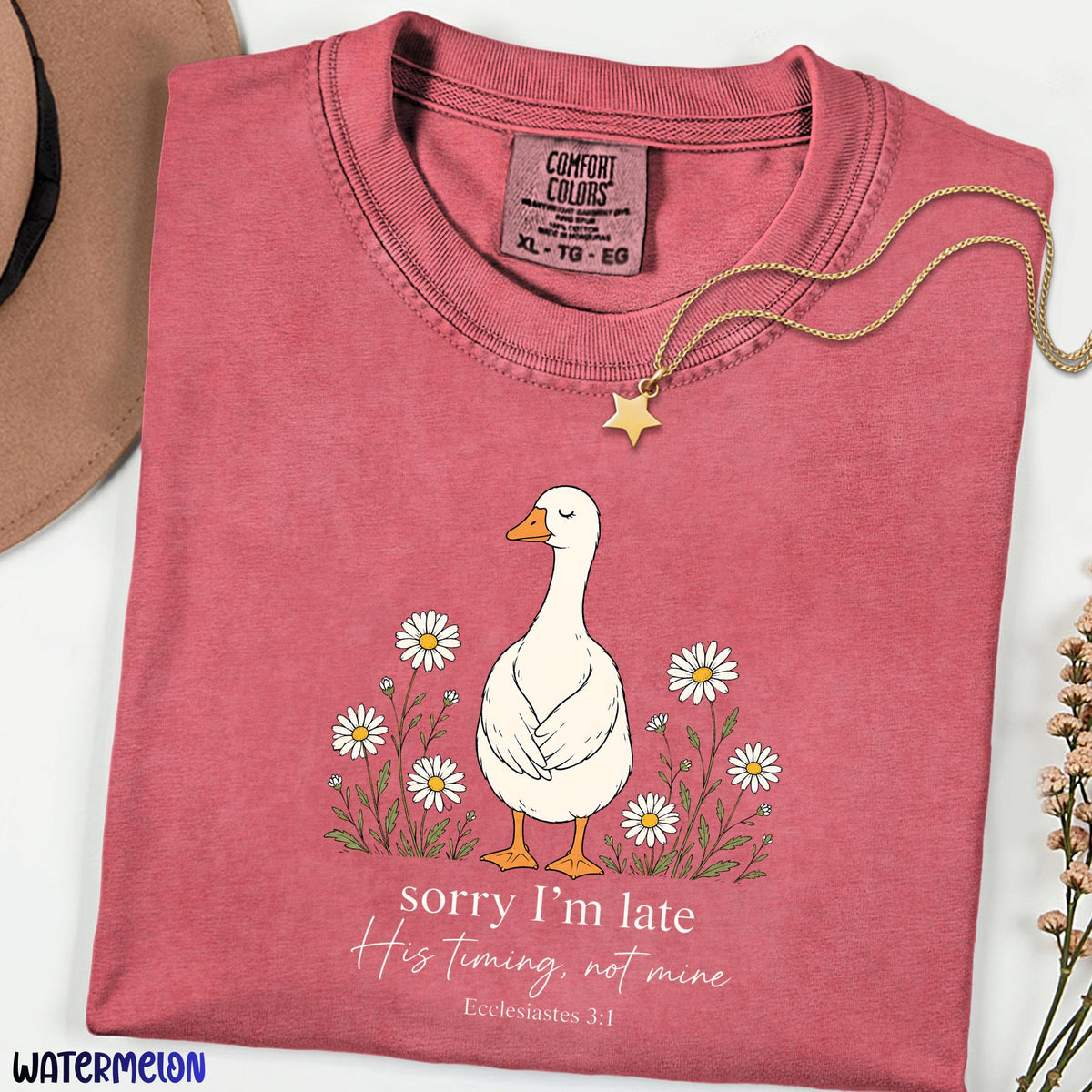 Comfort Colors® Silly Goose Christian Shirt, Sorry I'm Late His Timing Not Mine Tee, Funny Faith Based Shirt, Bible Verse Christian Gift