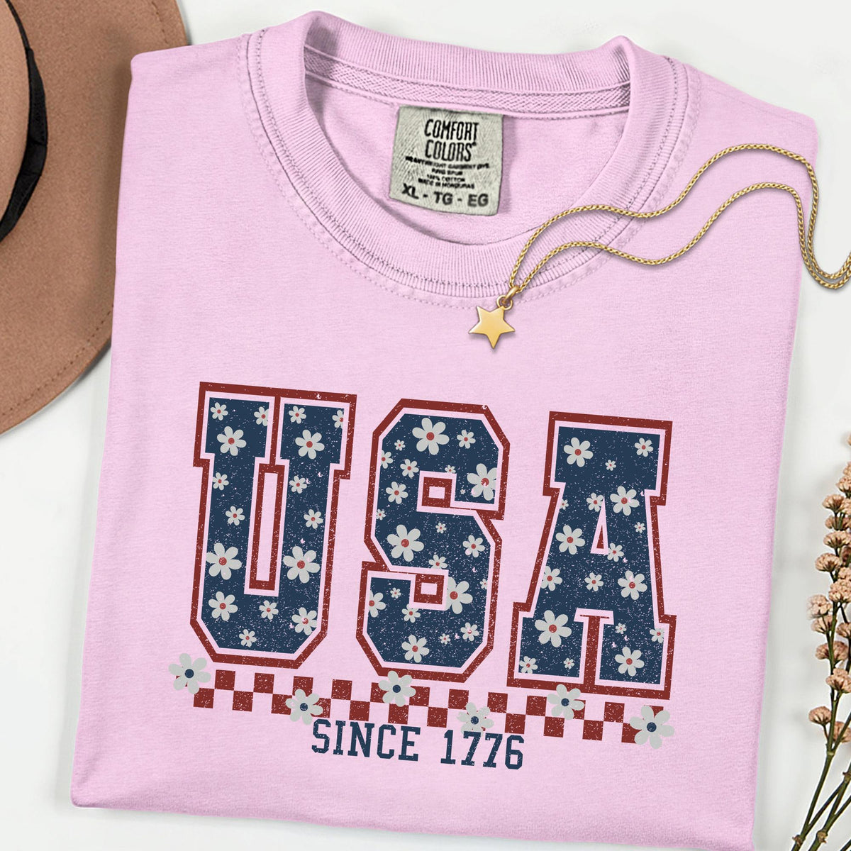 Comfort Colors® USA Since 1776 Shirt 4th of July Gift Shirts, Floral Patriotic Shirt, 250th Anniversary Retro Independence Day Tee