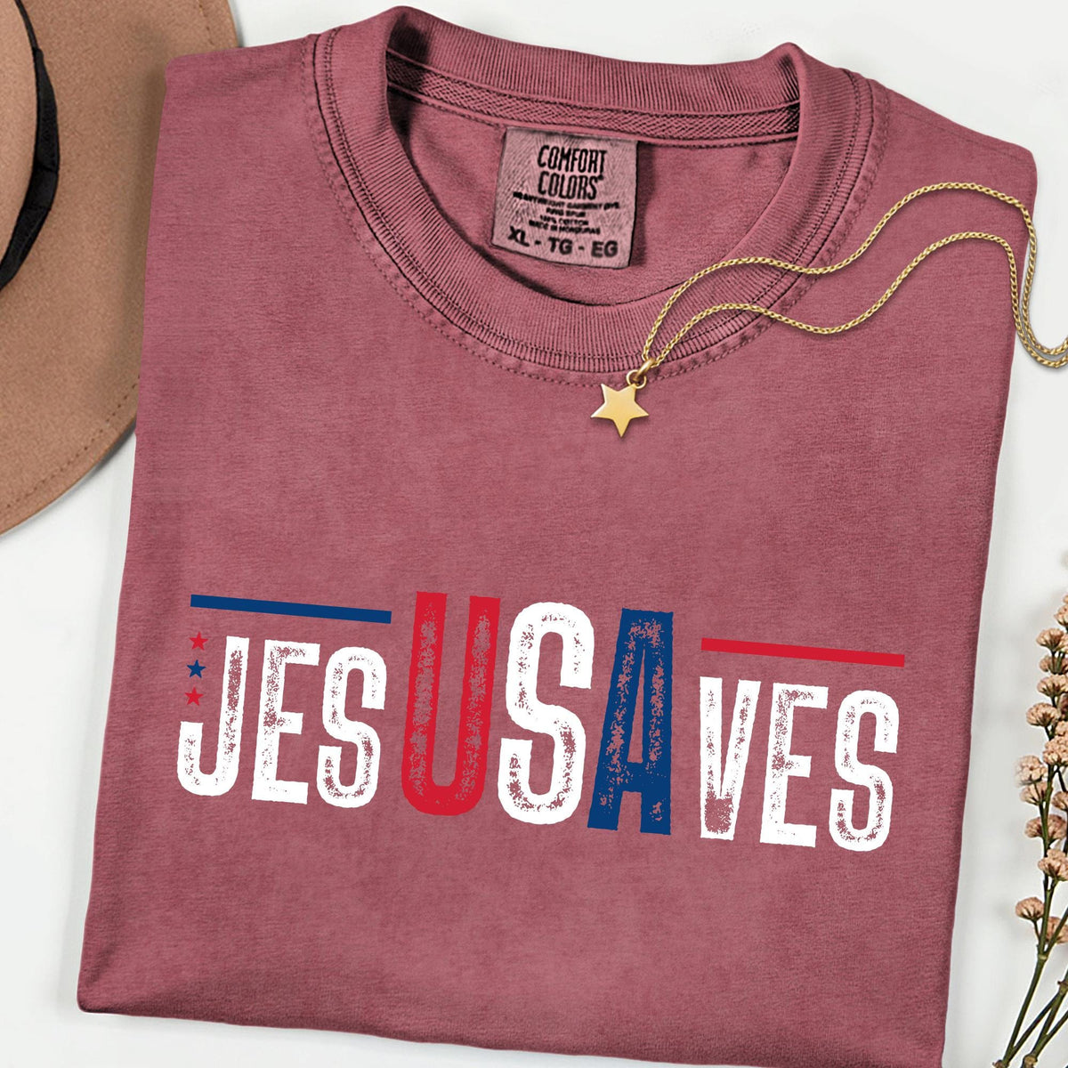 Comfort Colors® Jesus Saves Shirt 4th of July Gift Shirts, Faith Patriotic Shirt, 250th Anniversary Retro Independence Day Tee