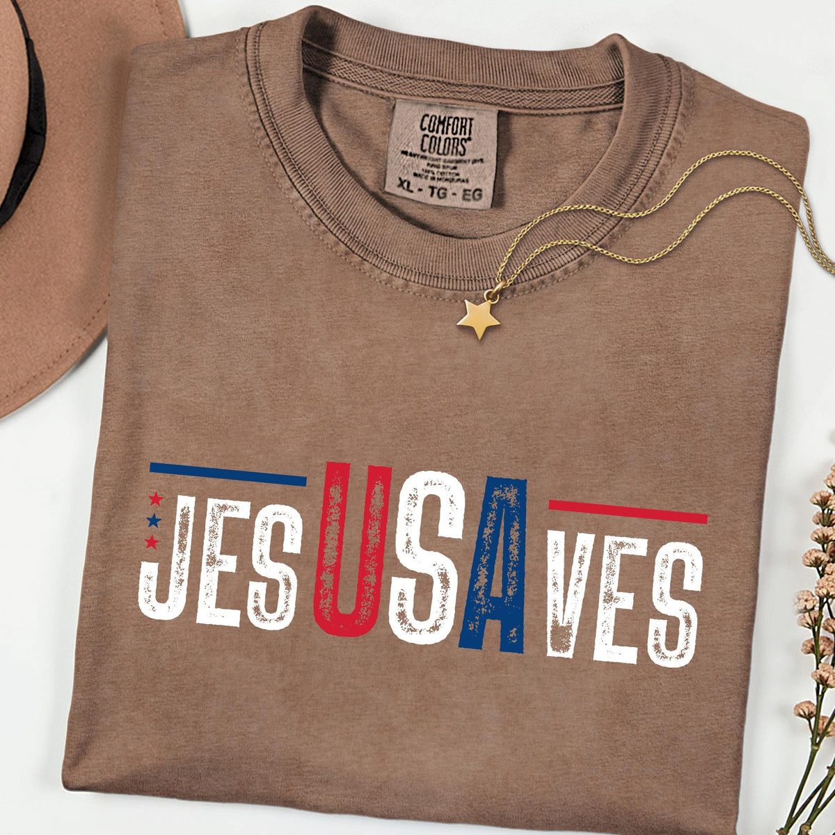 Comfort Colors® Jesus Saves Shirt 4th of July Gift Shirts, Faith Patriotic Shirt, 250th Anniversary Retro Independence Day Tee
