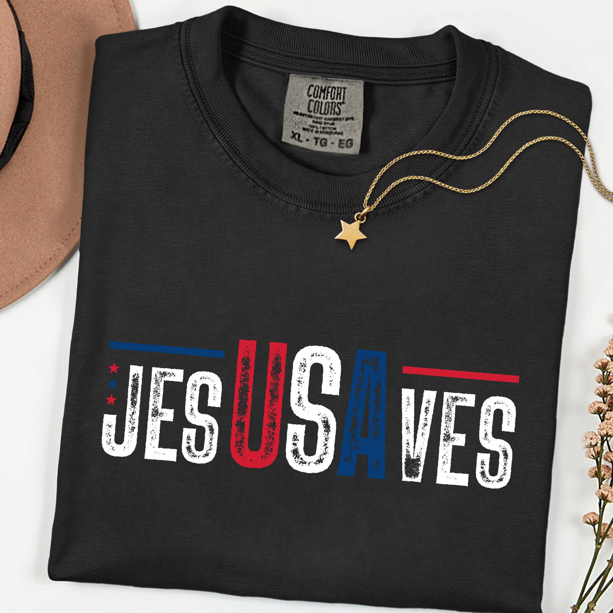 Comfort Colors® Jesus Saves Shirt 4th of July Gift Shirts, Faith Patriotic Shirt, 250th Anniversary Retro Independence Day Tee