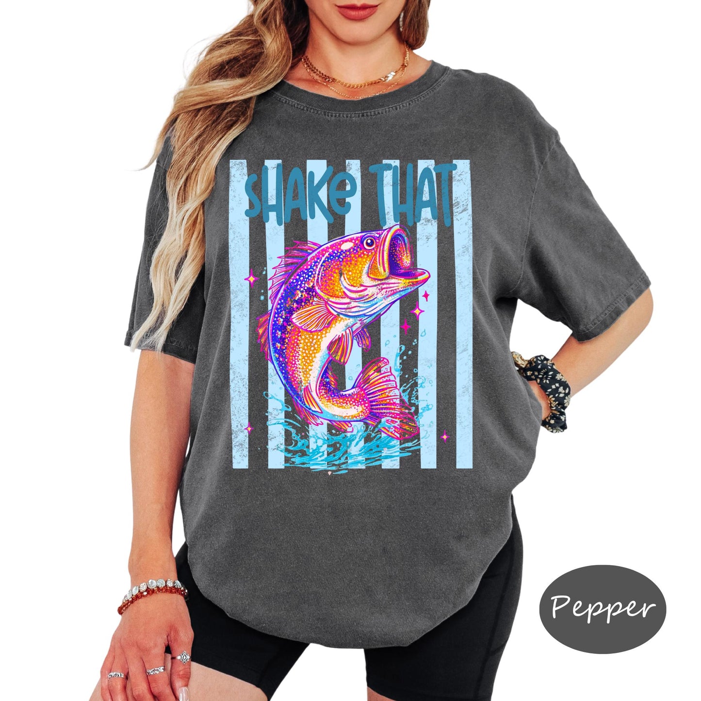 Comfort Colors® Shake That Shirt, Vintage Stripe Tee, Funny Beach Graphic Tee, Coastal Vacation T Shirt, Summer Ocean Lover Gift Top