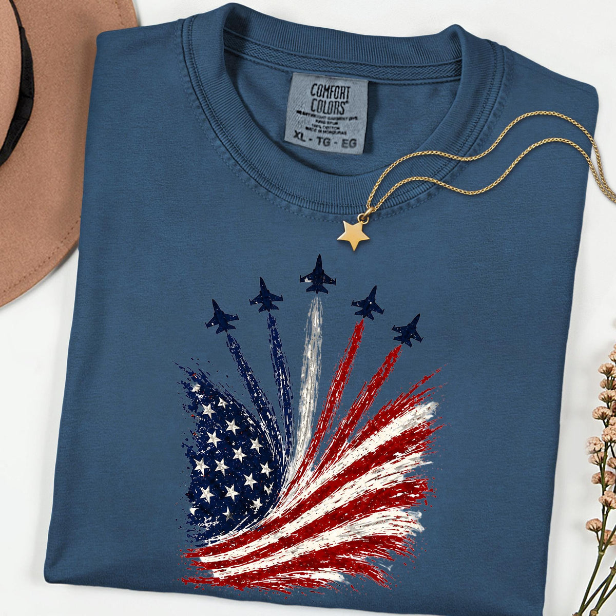 Comfort Colors® American Flag Airplanes Shirt, Patriotic Aviation 4th of July Gift