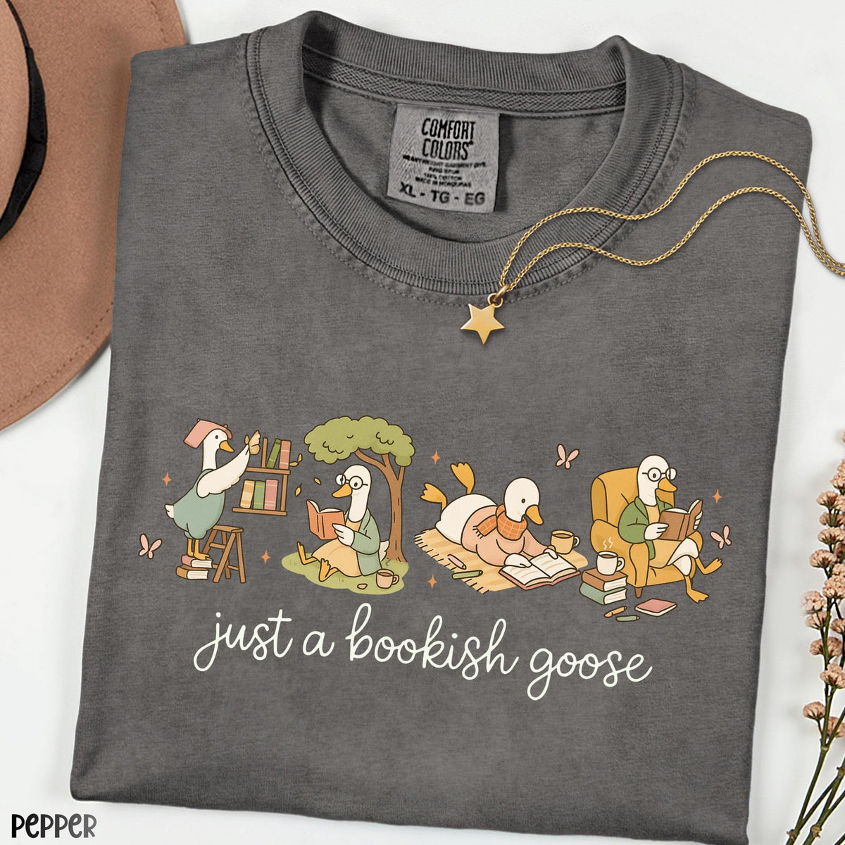 Comfort Colors® Funny Bookish Goose Shirt | Book Lover Gift Tee, Silly Goose Reading Shirt, Book Nerd & Bookworm Graphic Top, Reader Gift