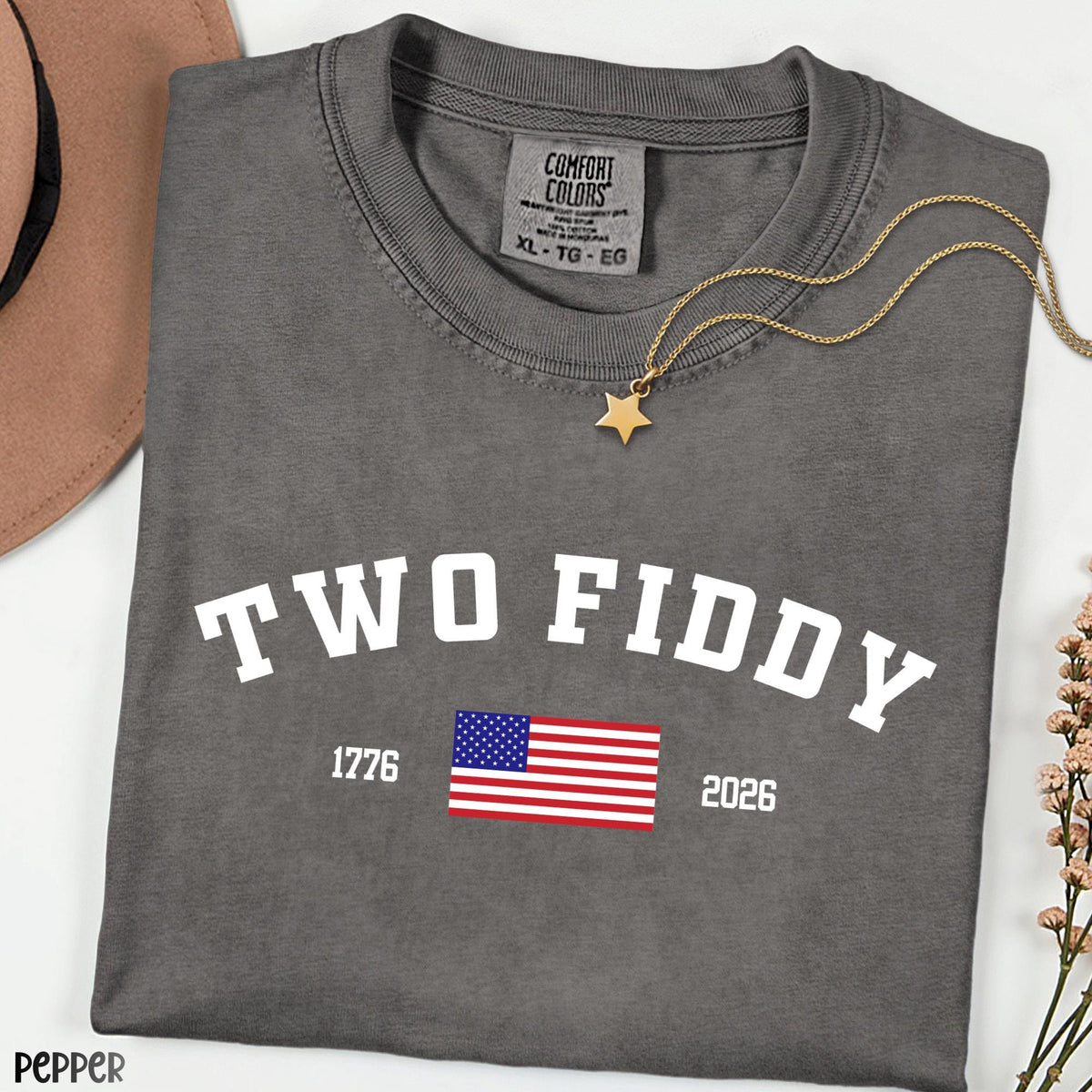 Two Fiddy  Comfort Colors® Shirt, America 250 Celebration Tee, 1776-2026 Patriotic Graphic Shirt, USA Anniversary Gift