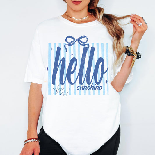 Comfort Colors® Hello Sunshine Shirt, Retro Coastal Tshirt, Funny Beach Tee, Summer Graphic Tee Copy