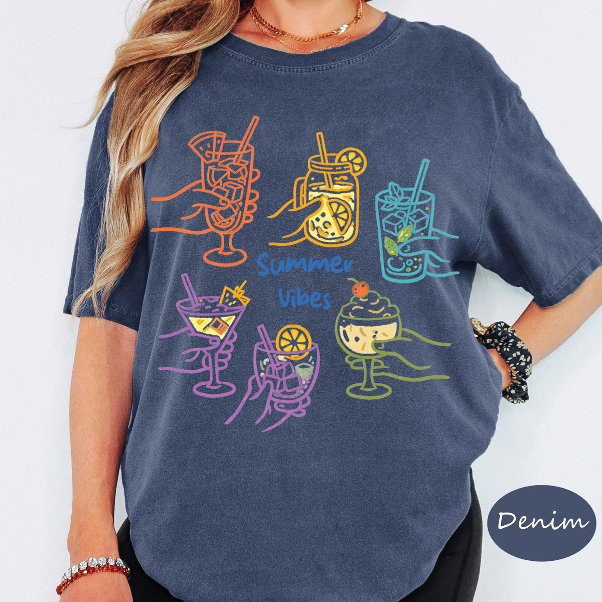Comfort Colors® Summer Vibes Shirt, Retro Coastal Tshirt, Funny Beach Tee, Summer Graphic Tee