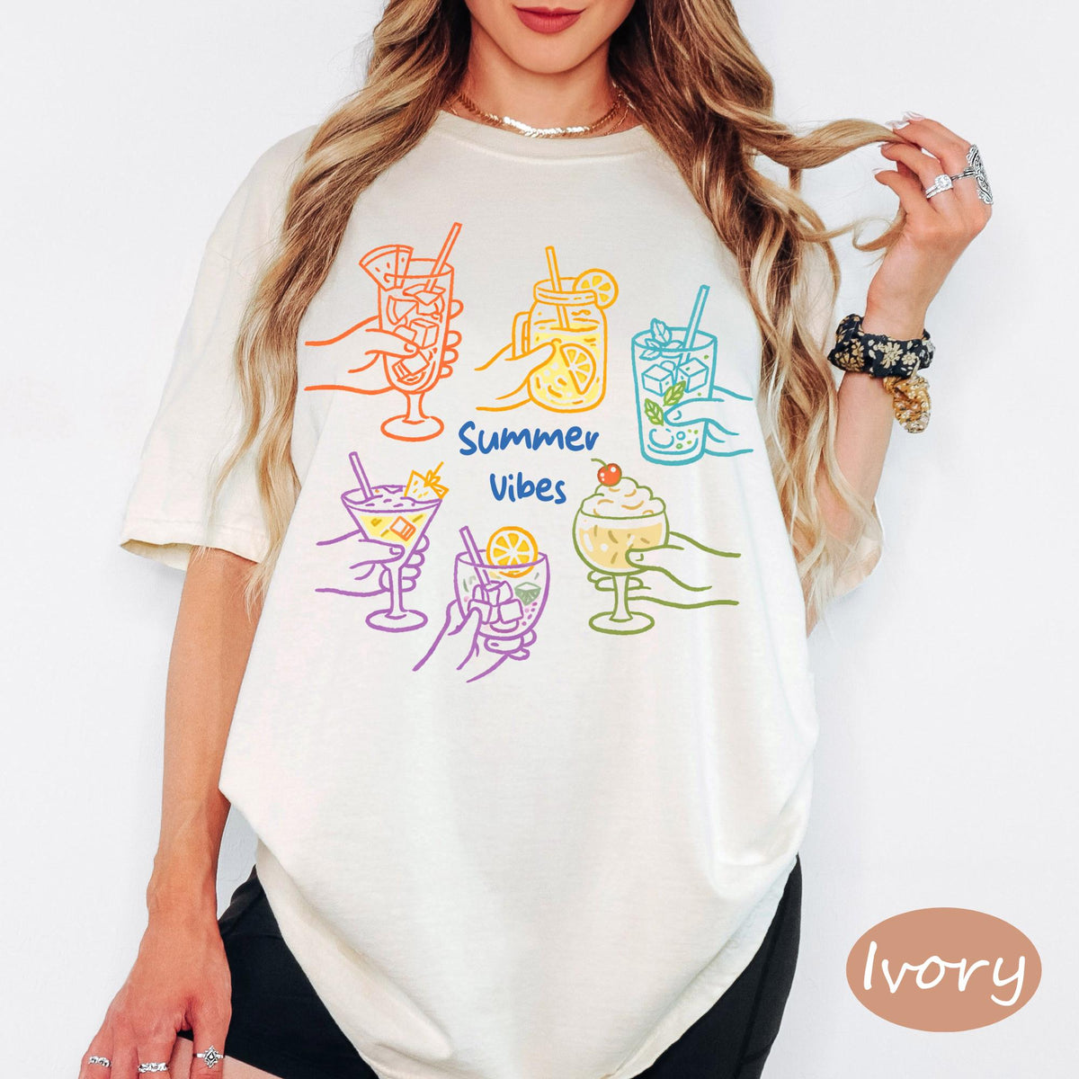 Comfort Colors® Summer Vibes Shirt, Retro Coastal Tshirt, Funny Beach Tee, Summer Graphic Tee