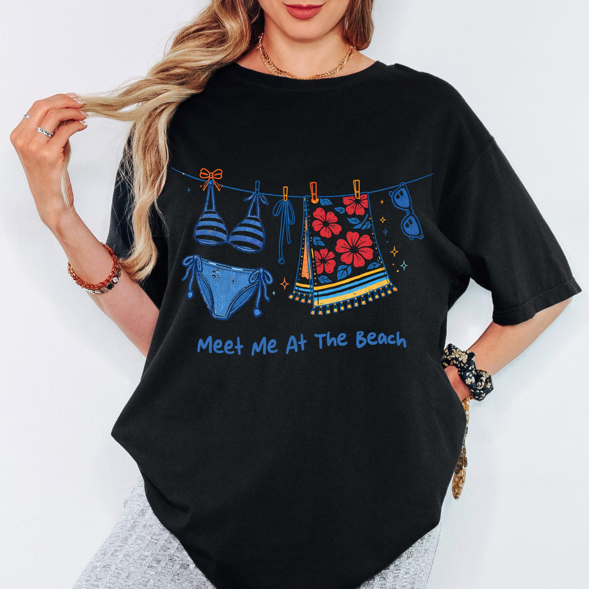 Comfort Colors® Meet Me At He Beach Shirt, Retro Coastal Tshirt, Funny Beach Tee, Summer Graphic Tee