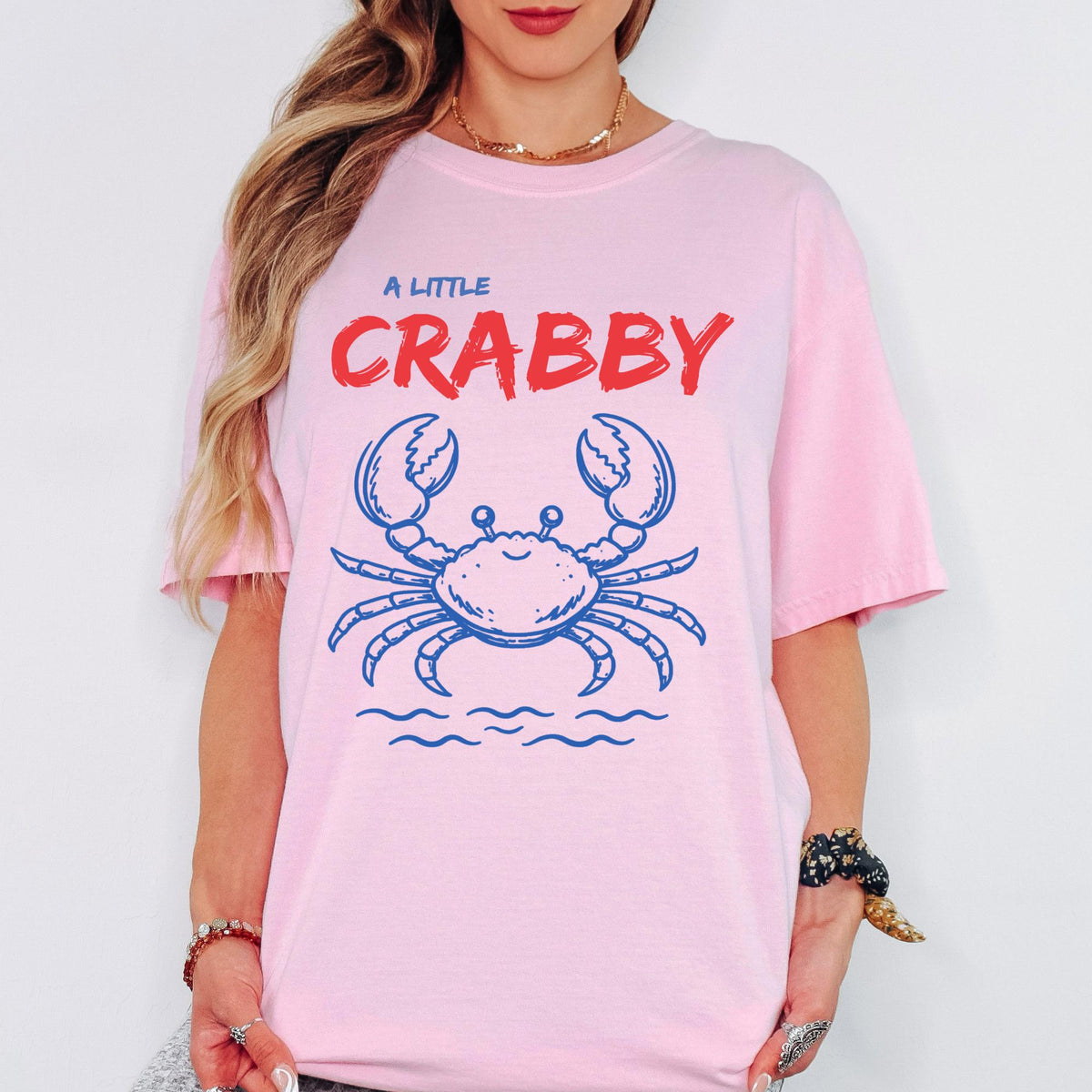Comfort Colors® A Little Crabby Shirt, Retro Coastal Tshirt, Funny Beach Tee, Summer Graphic Tee