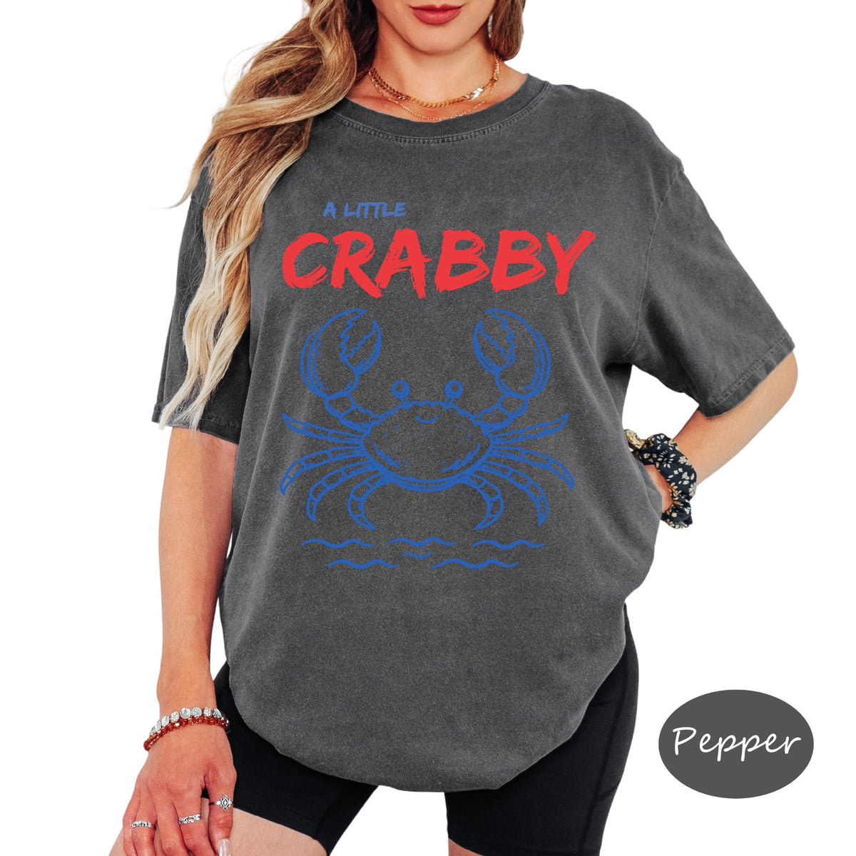 Comfort Colors® A Little Crabby Shirt, Retro Coastal Tshirt, Funny Beach Tee, Summer Graphic Tee
