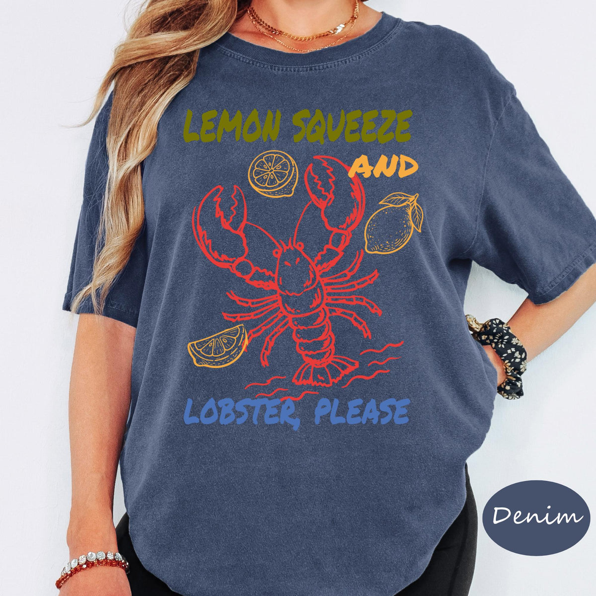 Comfort Colors® Lemon Squeeze And Lobster Please Shirt, Retro Coastal Tshirt, Funny Beach Tee, Summer Graphic Tee