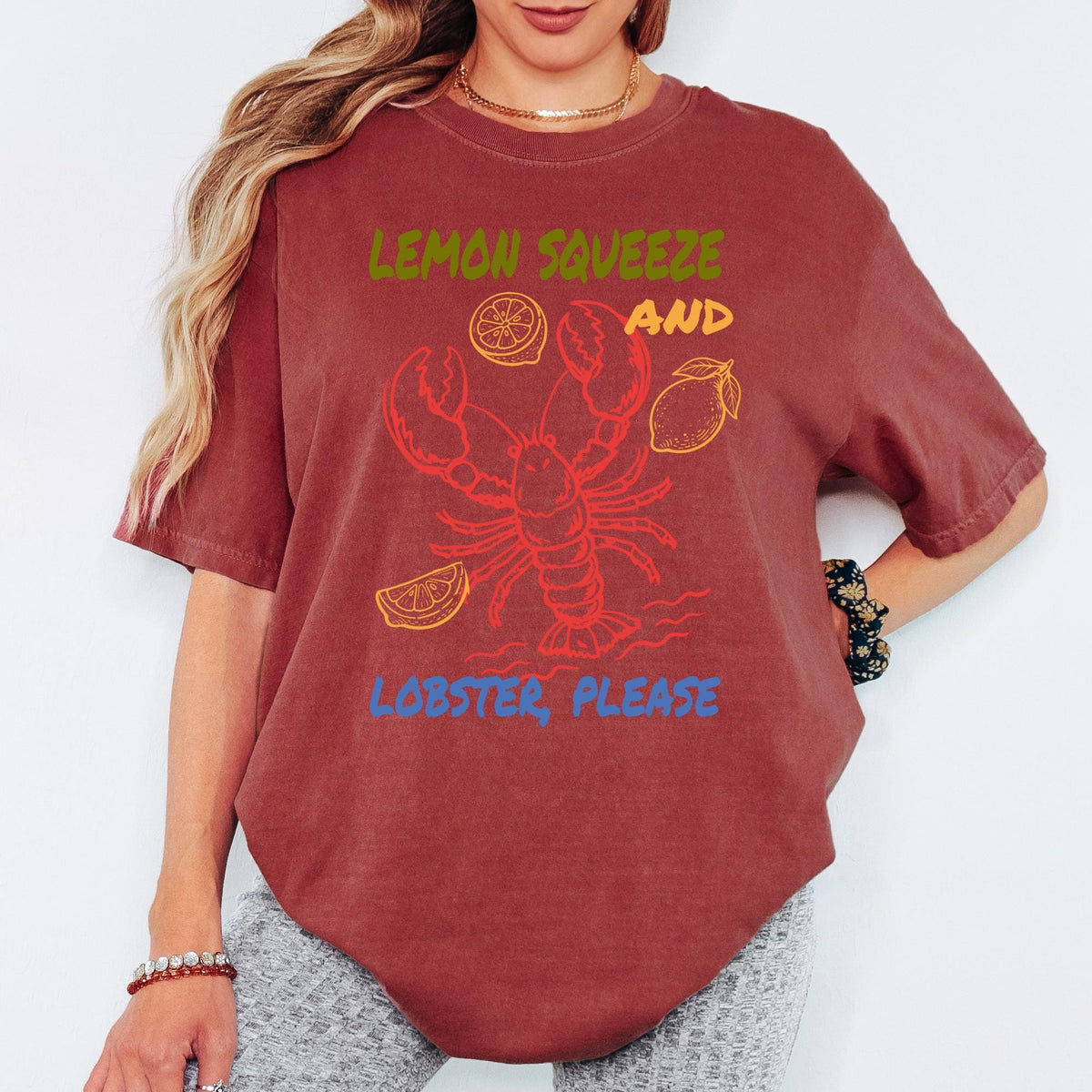 Comfort Colors® Lemon Squeeze And Lobster Please Shirt, Retro Coastal Tshirt, Funny Beach Tee, Summer Graphic Tee
