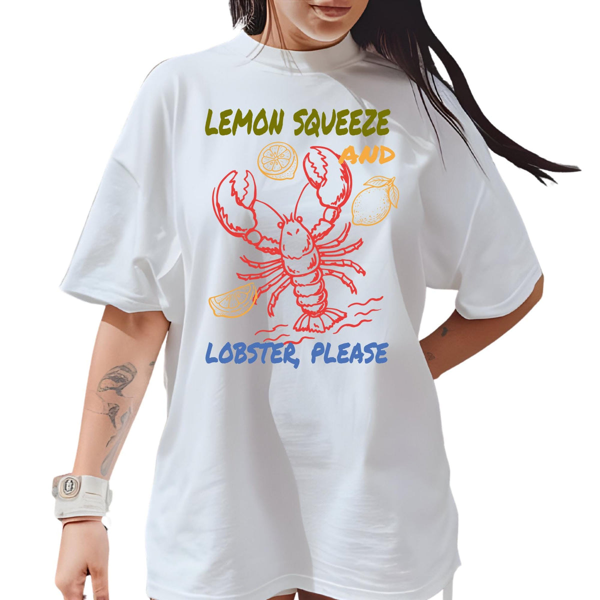 Comfort Colors® Lemon Squeeze And Lobster Please Shirt, Retro Coastal Tshirt, Funny Beach Tee, Summer Graphic Tee