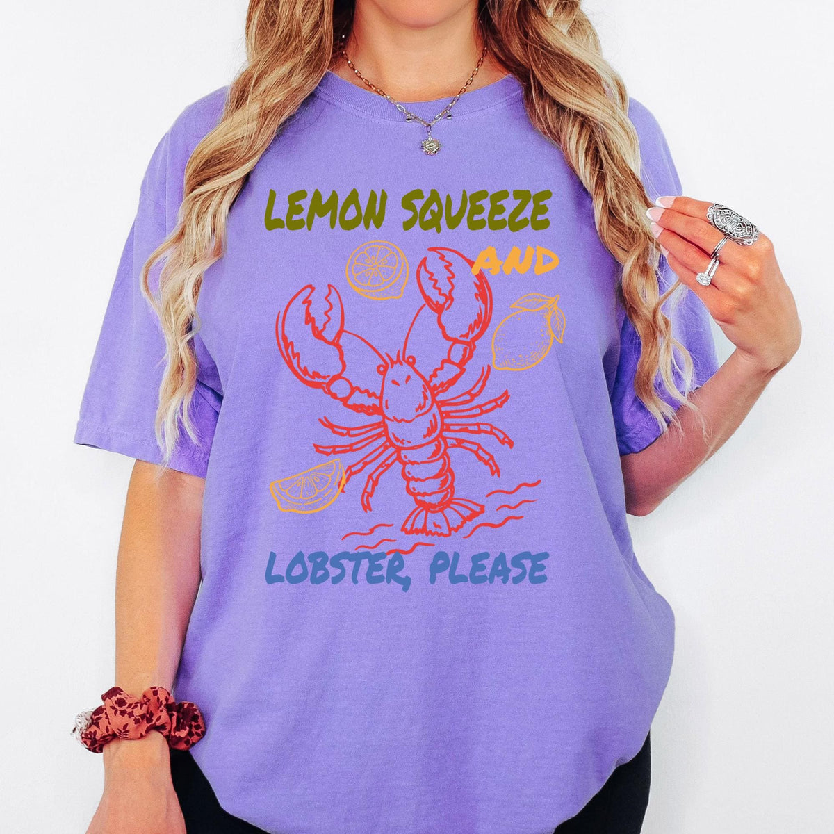 Comfort Colors® Lemon Squeeze And Lobster Please Shirt, Retro Coastal Tshirt, Funny Beach Tee, Summer Graphic Tee