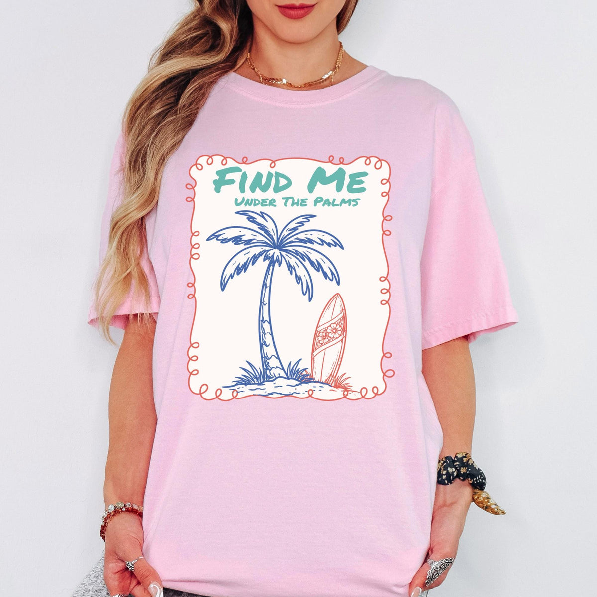Comfort Colors® Find Me Under The Palms Shirt, Retro Coastal Tshirt, Funny Beach Tee, Summer Graphic Tee