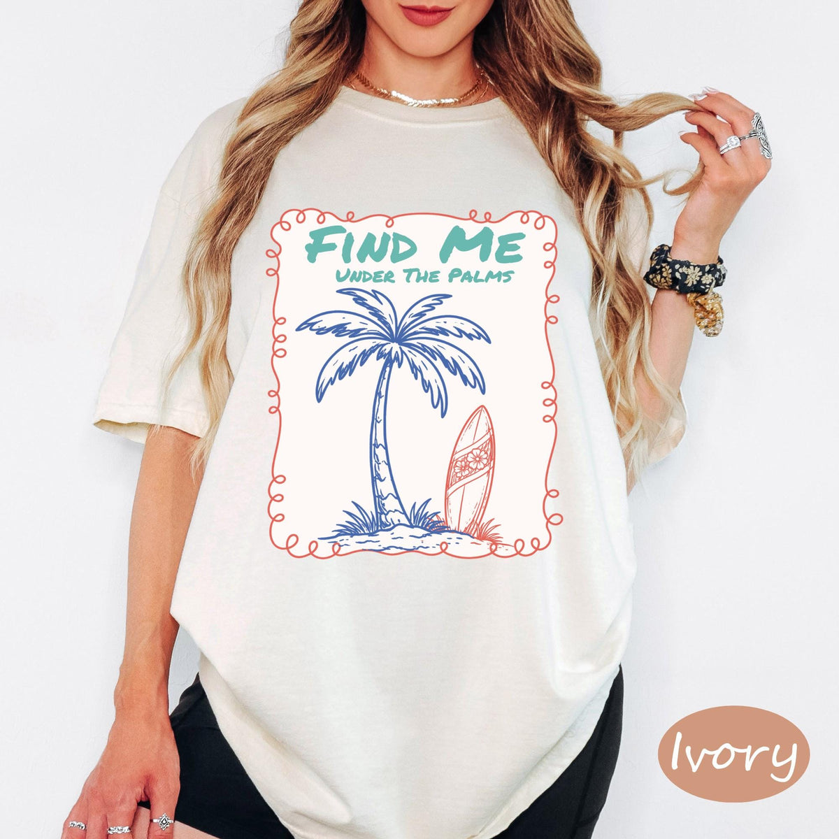 Comfort Colors® Find Me Under The Palms Shirt, Retro Coastal Tshirt, Funny Beach Tee, Summer Graphic Tee